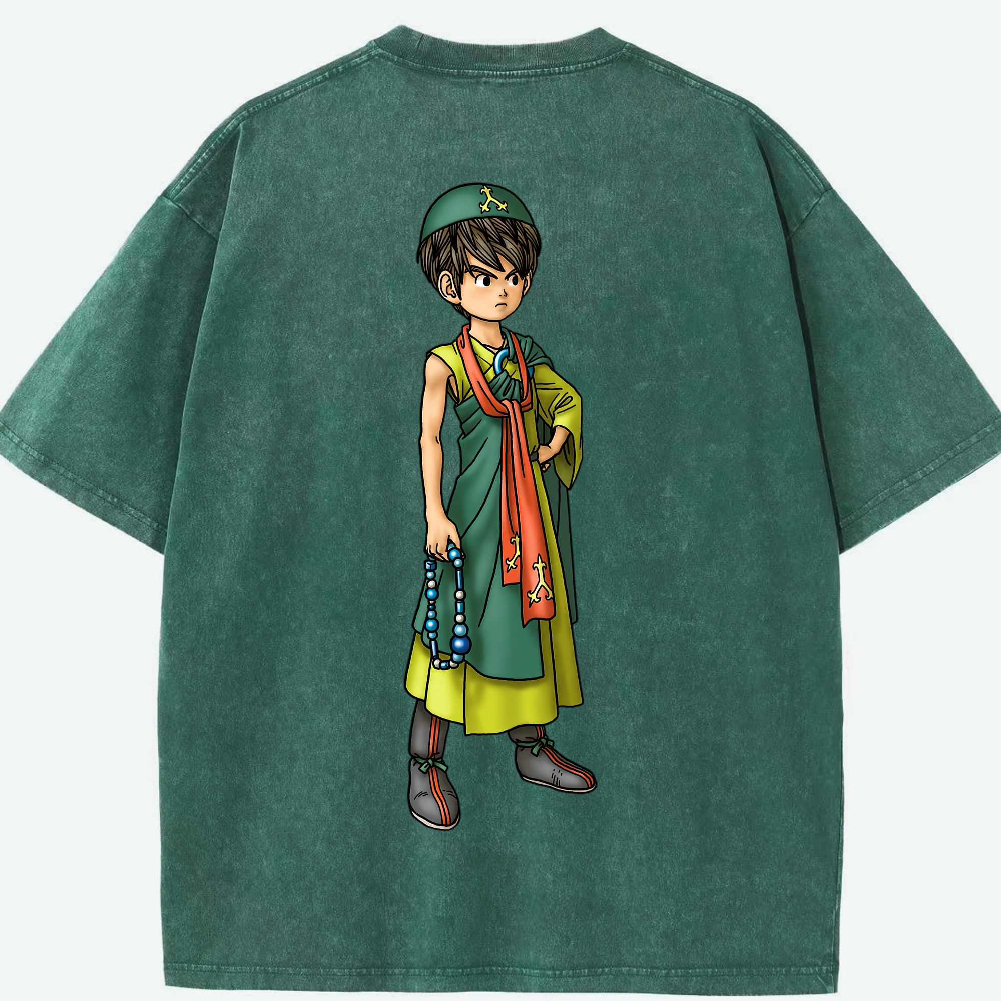 （画像用） ドラゴンクエスト Doragon Kuesuto Dragon Quest 綿100% ヴィンテージ風 半袖Tシャツ（背面プリント）